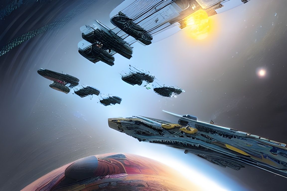 Spaceship Rush Hour: Hyperdetailed Digital Illustration