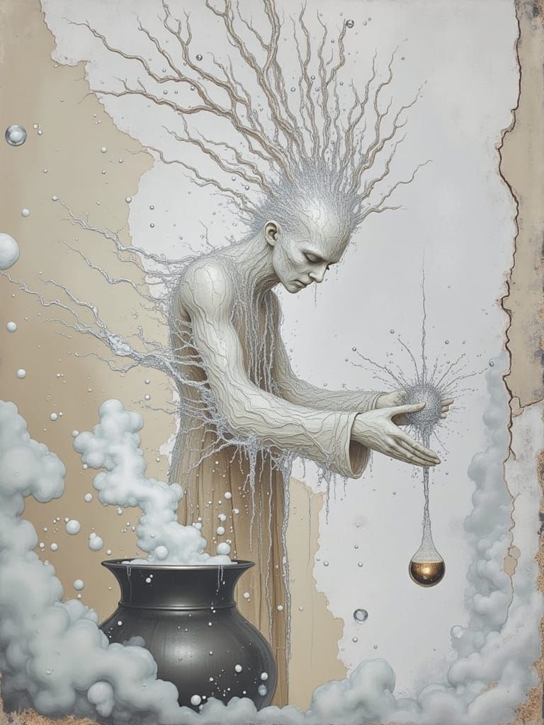 Spectral Alchemist Conjures in Dark, Gothic Laboratory