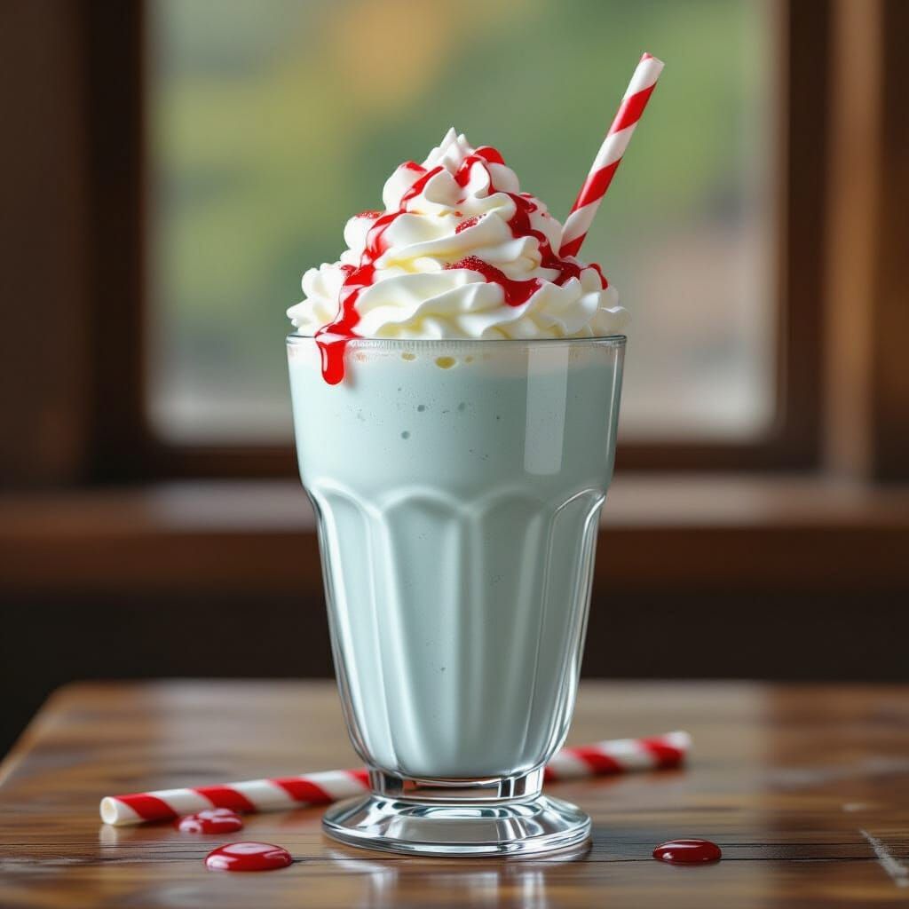 Creamy Blue Milkshake with Strawberry Drizzle