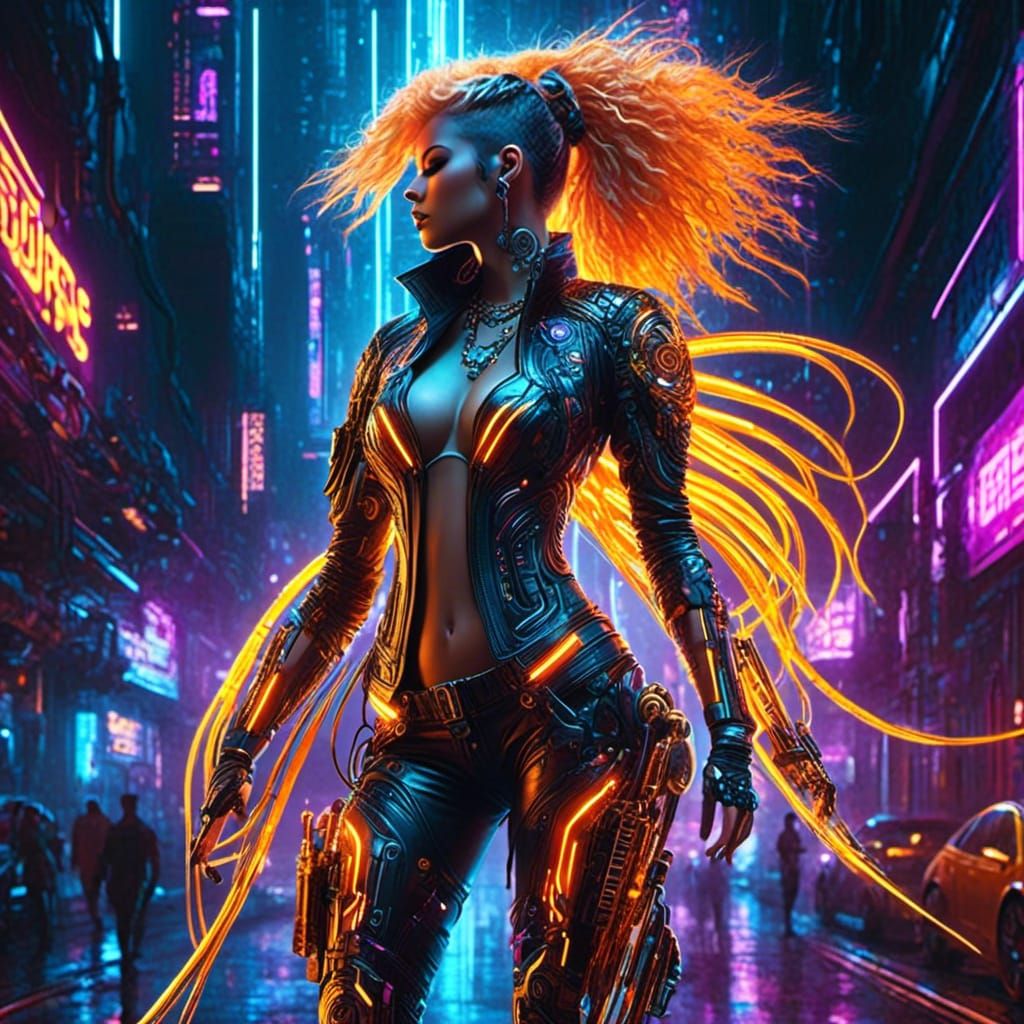 Cyberpunk Organism Sprinting in Biomechanic Landscape