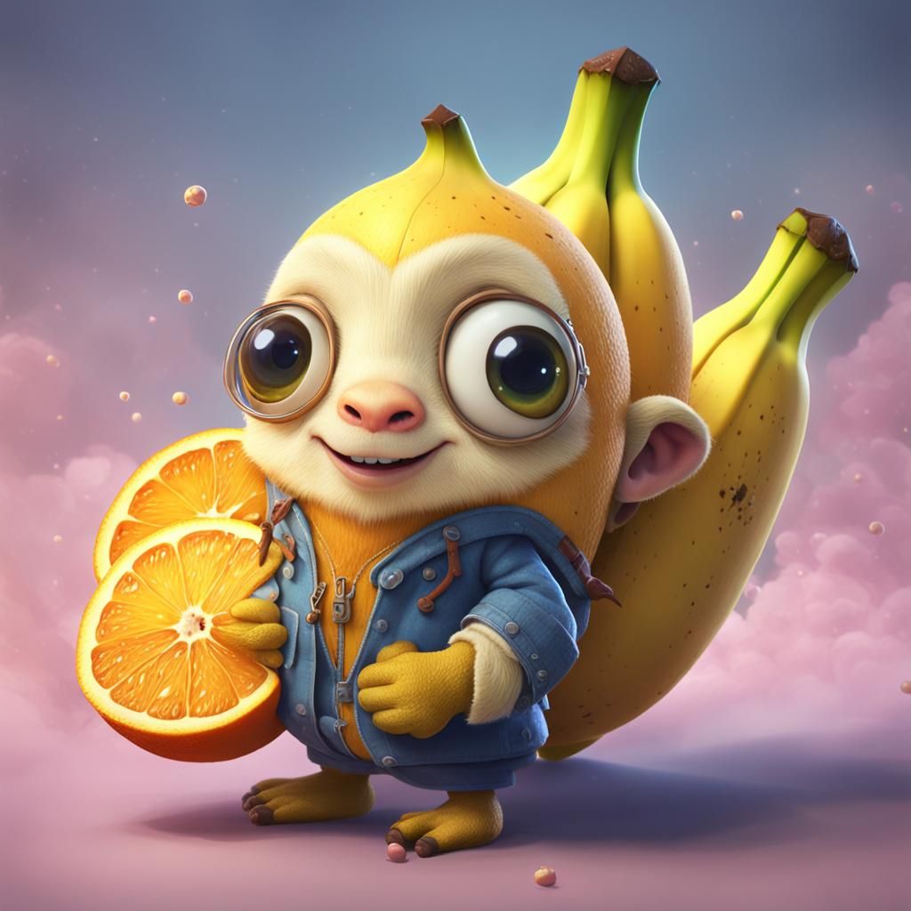 Adorable Banana Receives Care: A Digital Painting