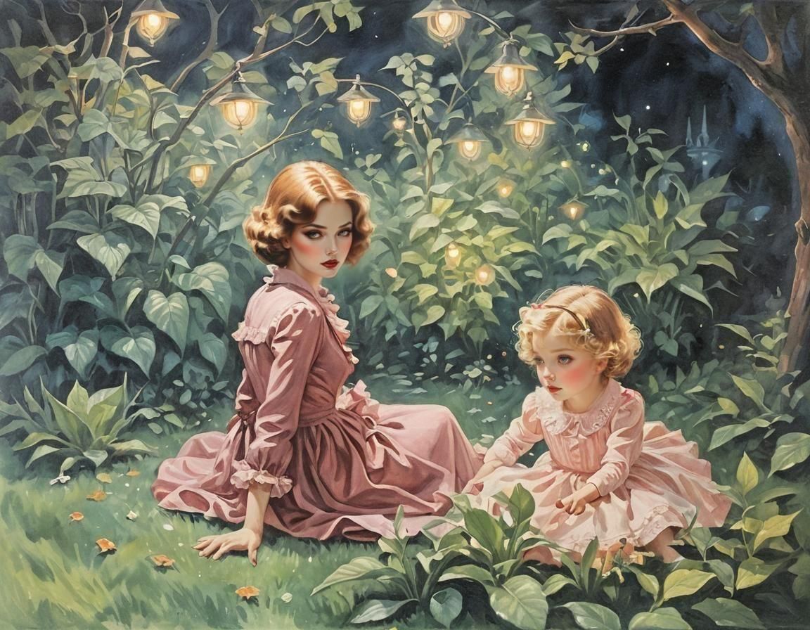 Noir Fantasy Garden Painting