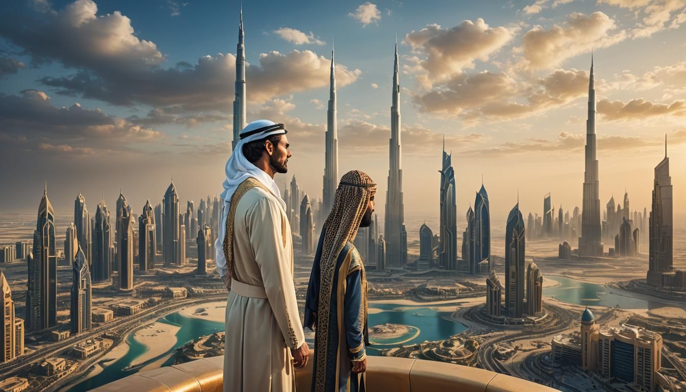 Wealthy Man in Dubai: Vibrant Matte Painting