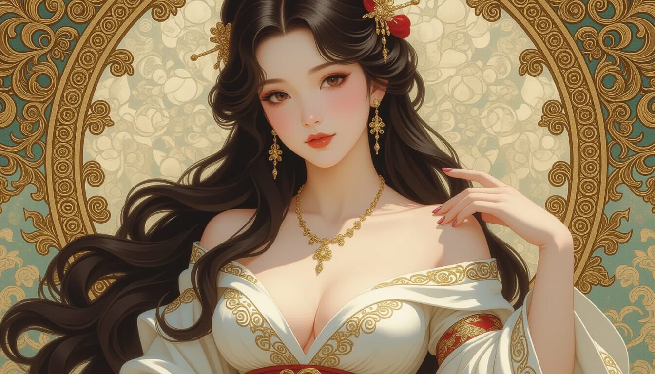 Chinese Goddess in Baroque Oil Painting Style