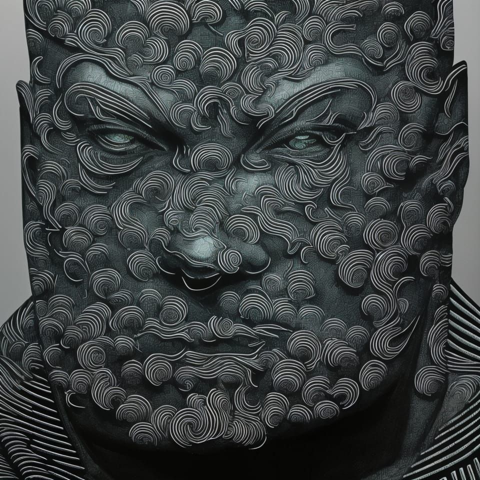 Vantablack Demon Portrait in Fantasycore Style