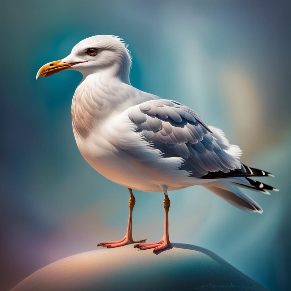 Elegant Herring Gull with Metallic Colors