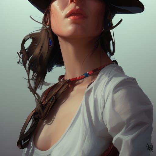 Hyperdetailed Portrait of a Female Cowboy