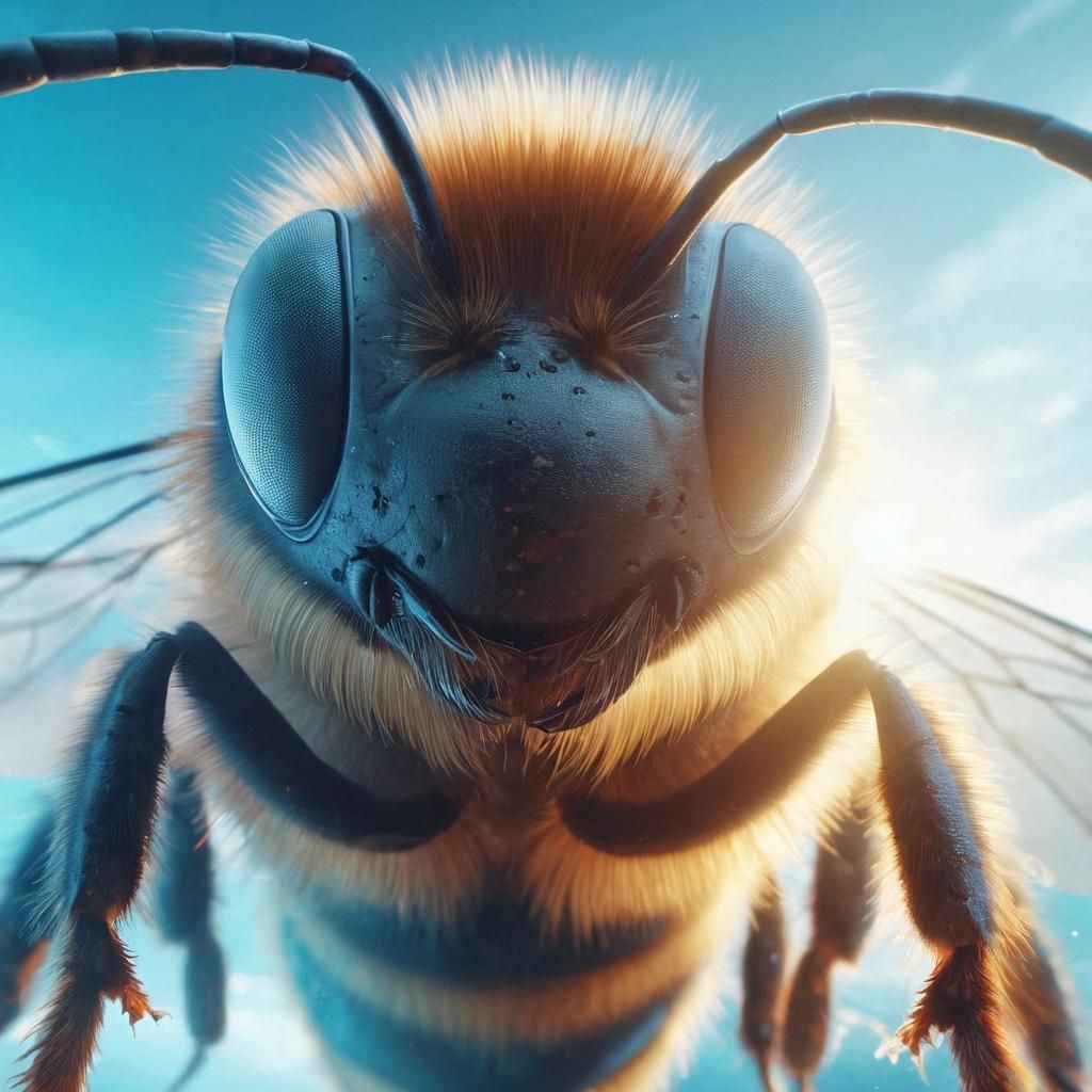 Bumble Bee Open Mouth Photorealistic Surreal Scene