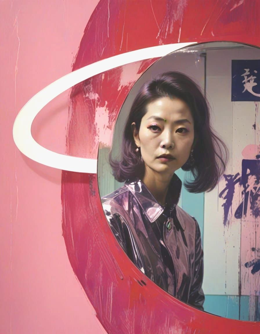 Distorted Reflections in Neon Hues