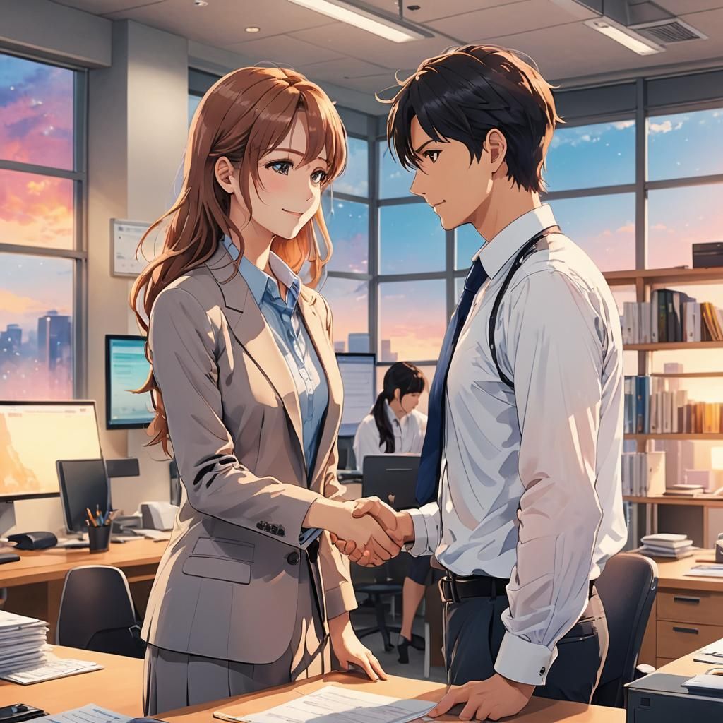 Business Partners Forming a Lasting Bond in a Vibrant Office...