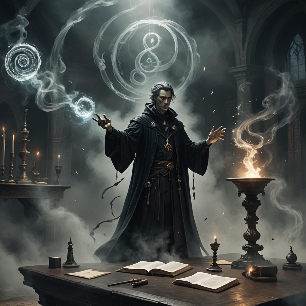 Sinister Mage with Mobius Symbol, Mystical Art