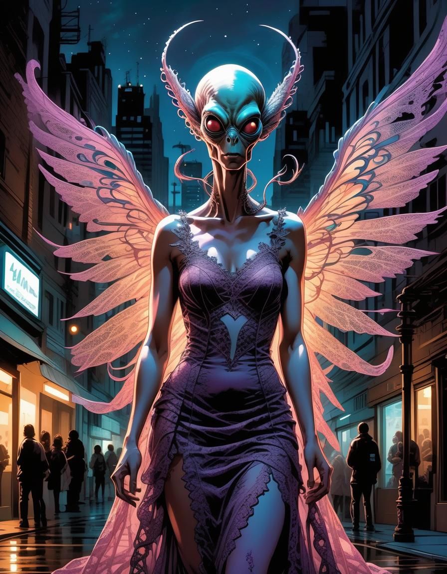 Alien in Lace Gown, Comic Book Art