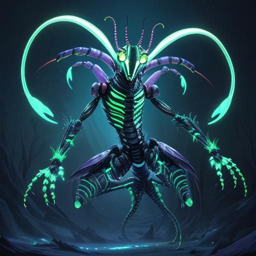 Bioluminescent Alien in a Glowing Forest