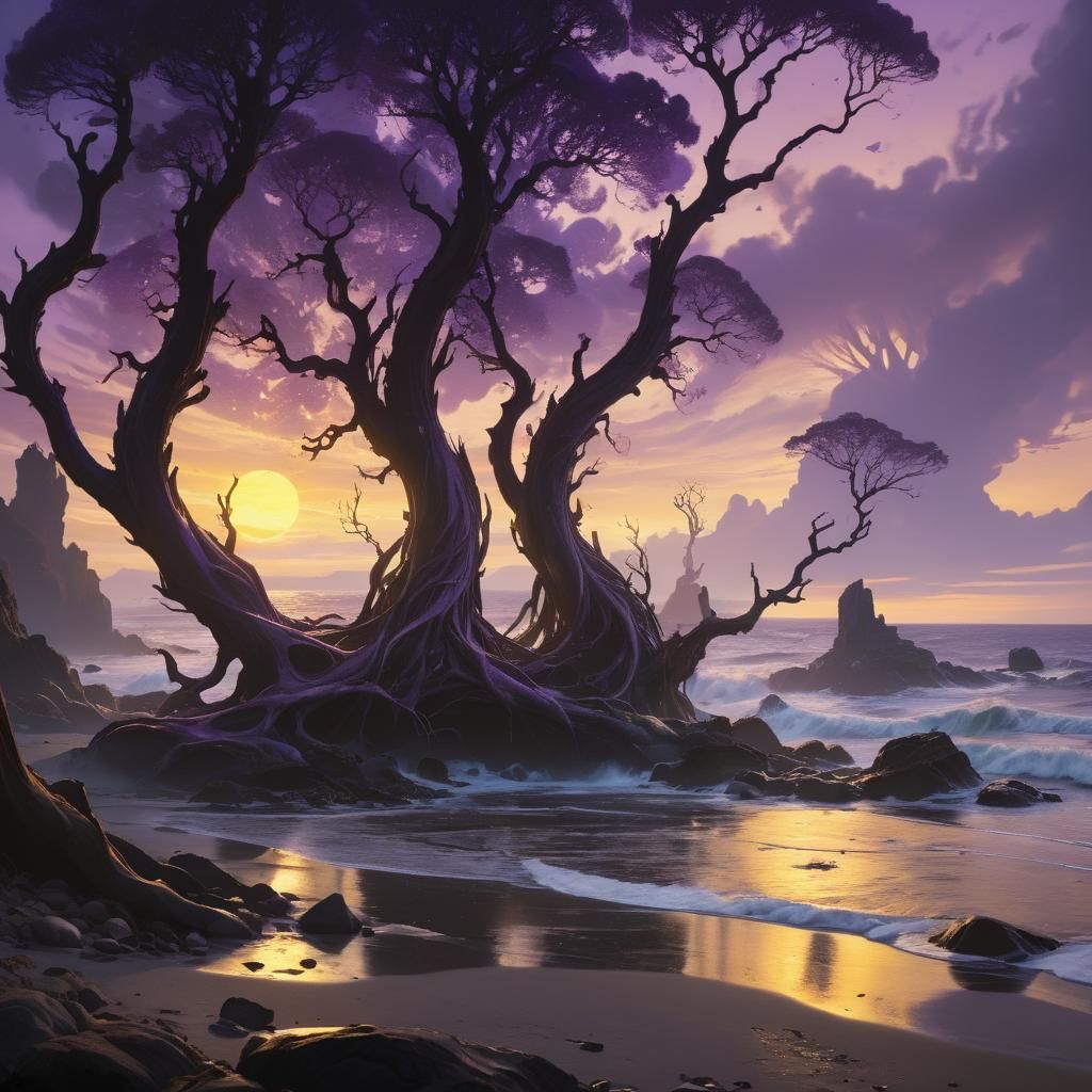 Cousin IT on Rocky Beach: Dark Fantasy Art