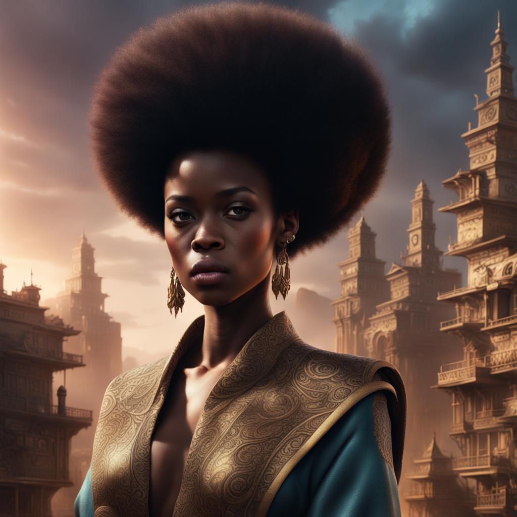 Detailed Afro Hairstyle in Digital Matte Painting