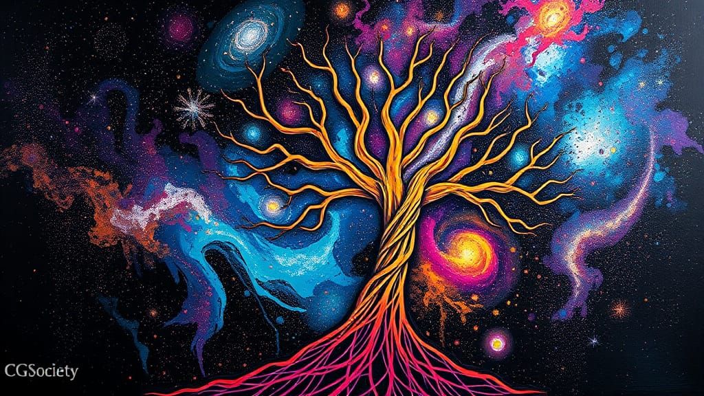 Galaxy Starseed Tree of Life in Graffiti Art