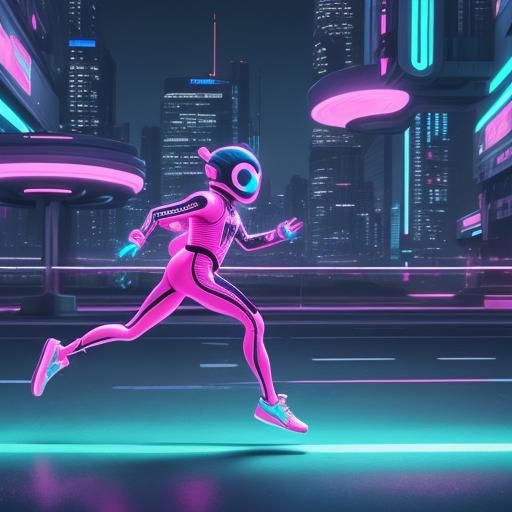 Cyberpunk Baby Runner in Neon Cityscape