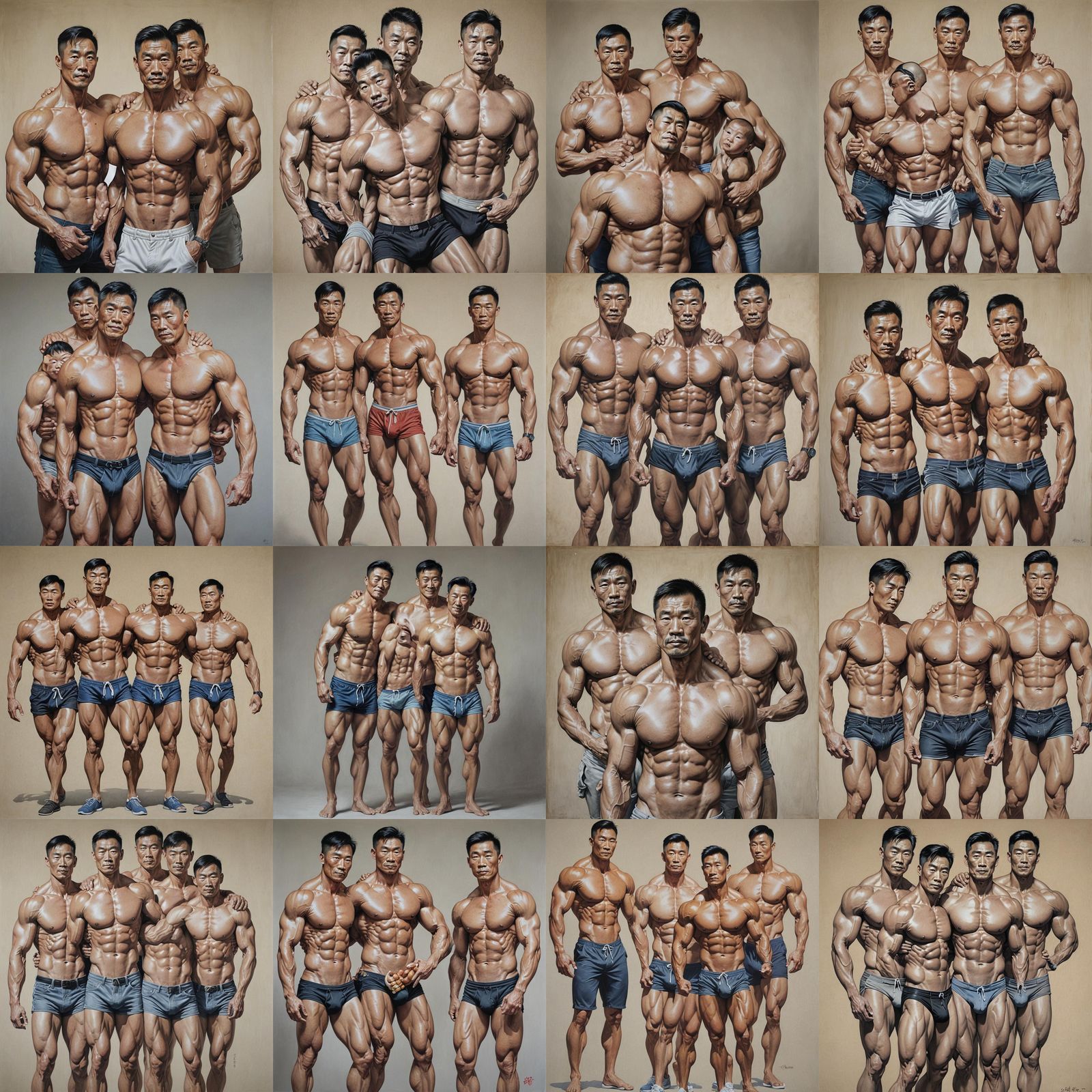 Photorealistic Conjoined Muscular Men