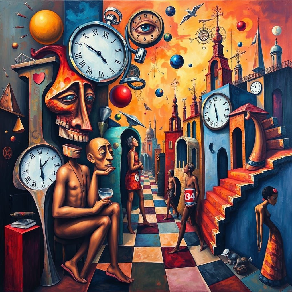 Surreal Oil Painting Fusing Picasso and Dalí Styles