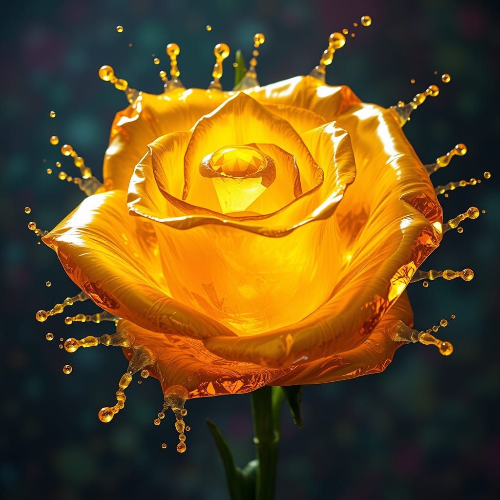 Vibrant Yellow Topaz Rose in Hyperrealistic Detail