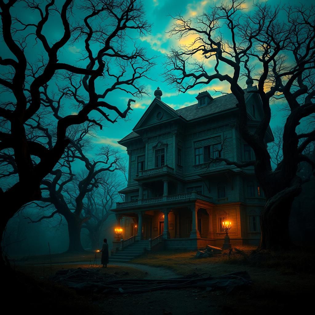 Indian Mansion in Eternal Twilight, Digital Art Style