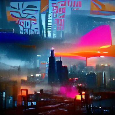 Cyberpunk Cityscape at Dawn: Neon Future
