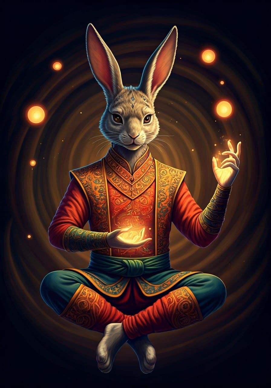 Enchanted Rabbit Magician in Southeast Asian Splendor