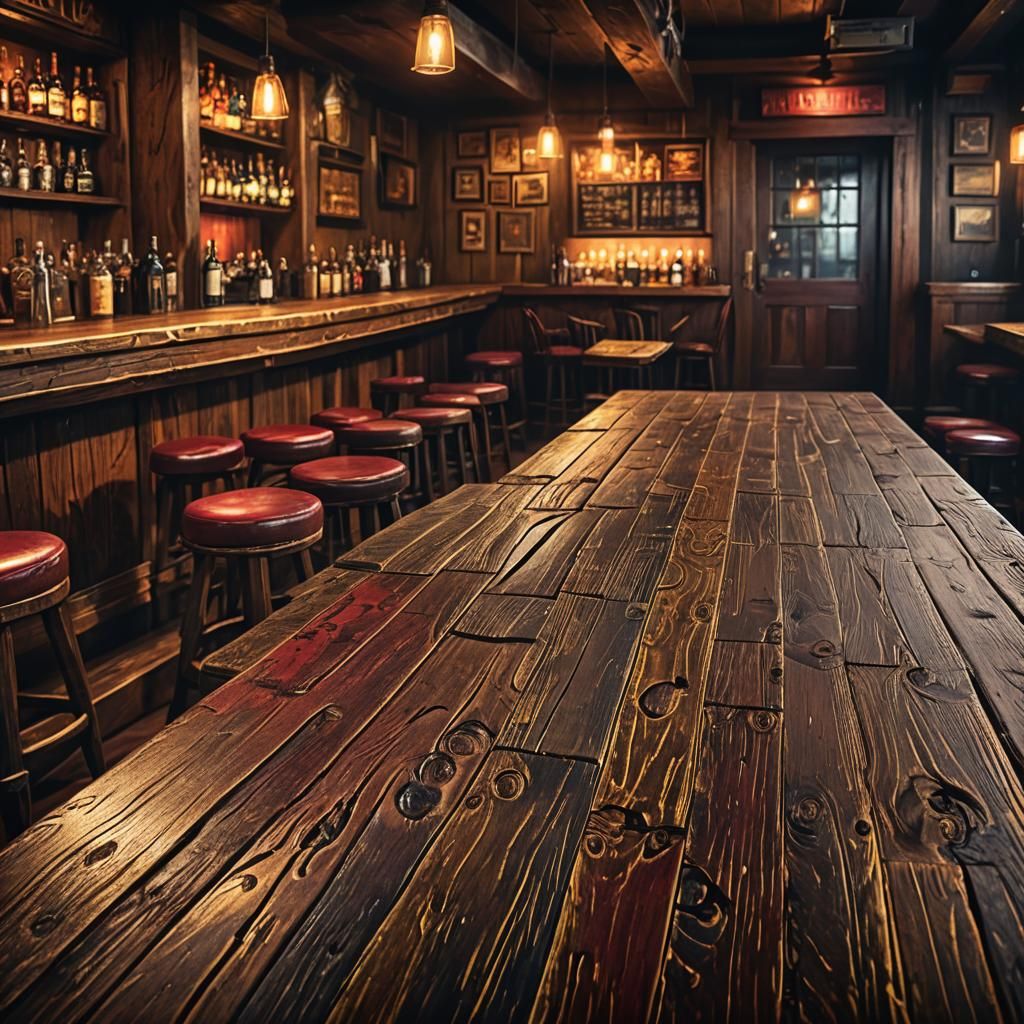 Rustic Wooden Tabletop in Hyperrealistic Concept Art