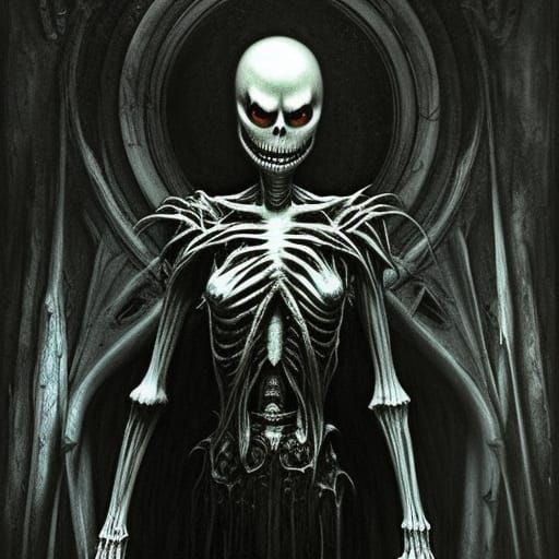 Jack Skellington as H.R. Giger Horror Art