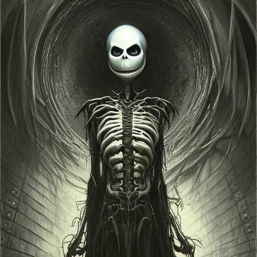 Jack Skellington in H.R. Giger Horror Style