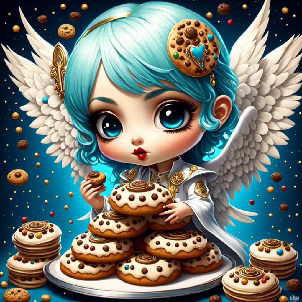 Chibi Angel Eating Cookies