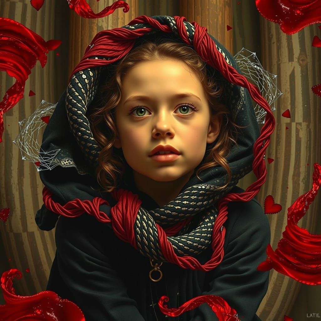 Abstract Swirling Red Forms