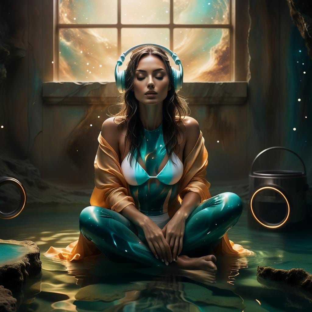 Ethereal Turquoise Oasis in Cosmic Serenity