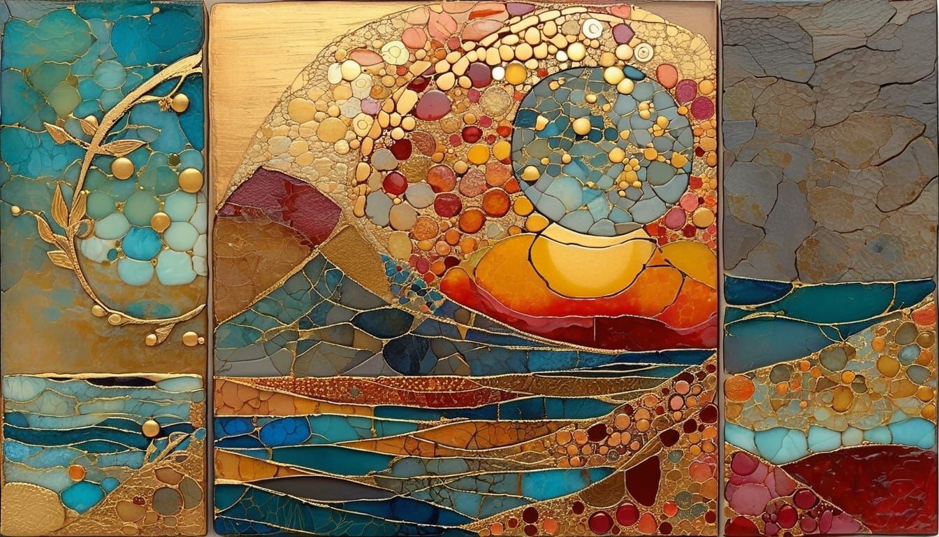 Surrealist Ocean Sunset in Vibrant Impasto Style