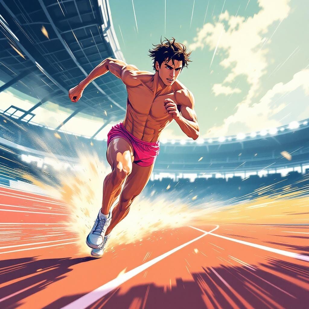 Anime Sprinter Illustration with Explosive Speed