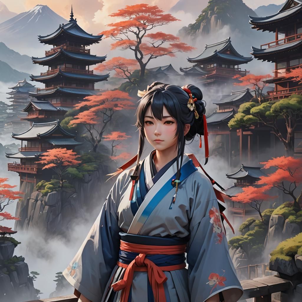 Anime Portrait of Shikanoin Heizou in Misty Mountains