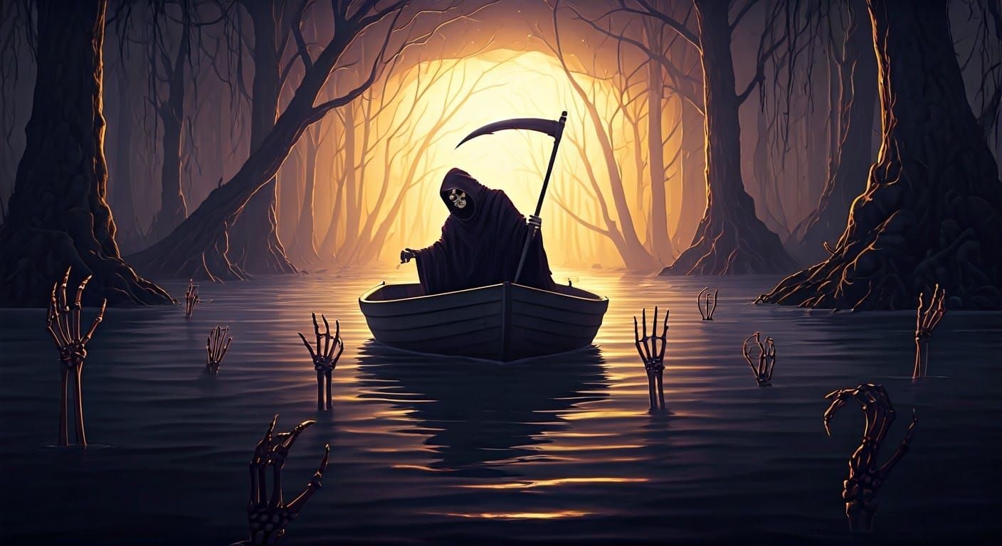 Grim Reaper's Journey: Gothic Dark Fantasy Art