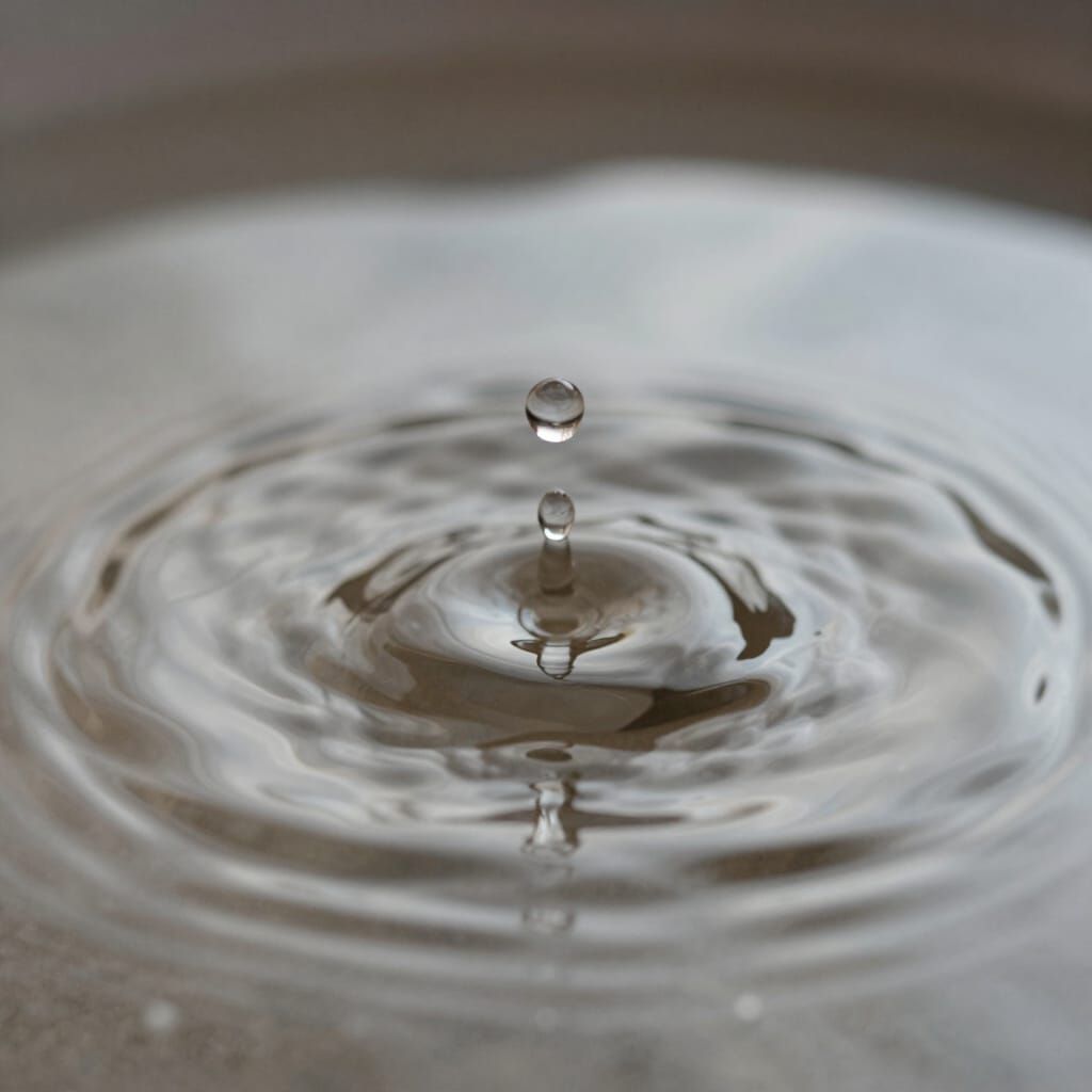 Water Droplet Creates Ripples in Still Puddle