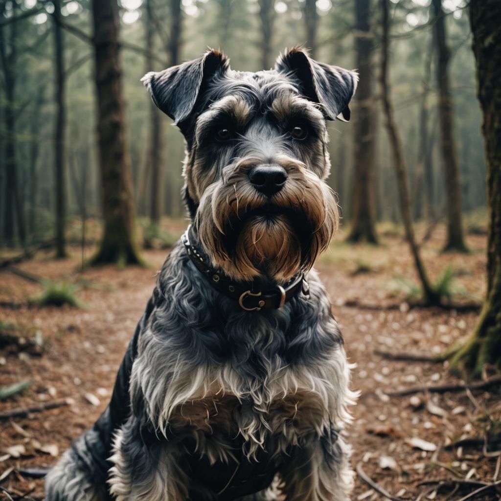 Dramatic Schnauzer Portrait in Cinematic Style