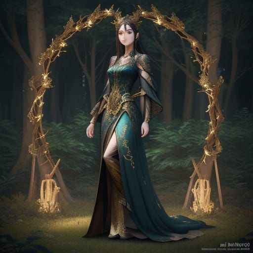 Anime Forest Nymph with Glowing Elven Jewelry