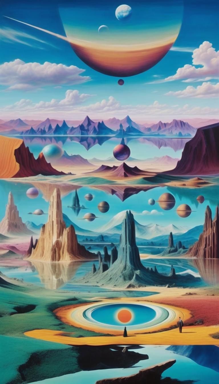 Magical Surreal Landscape in Ernst, Magritte, Dali Style