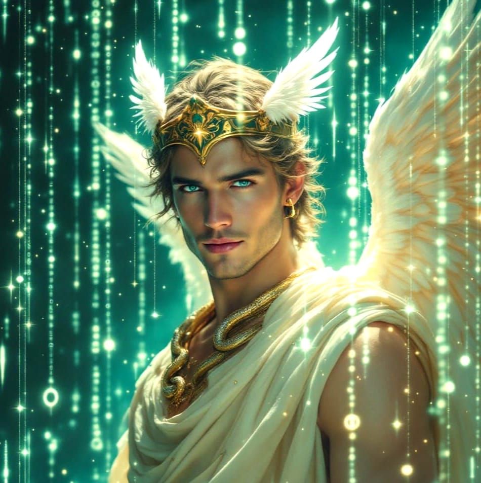 Hermes in a Flurry of Brushstrokes, Enshrouded by Glowing Co...