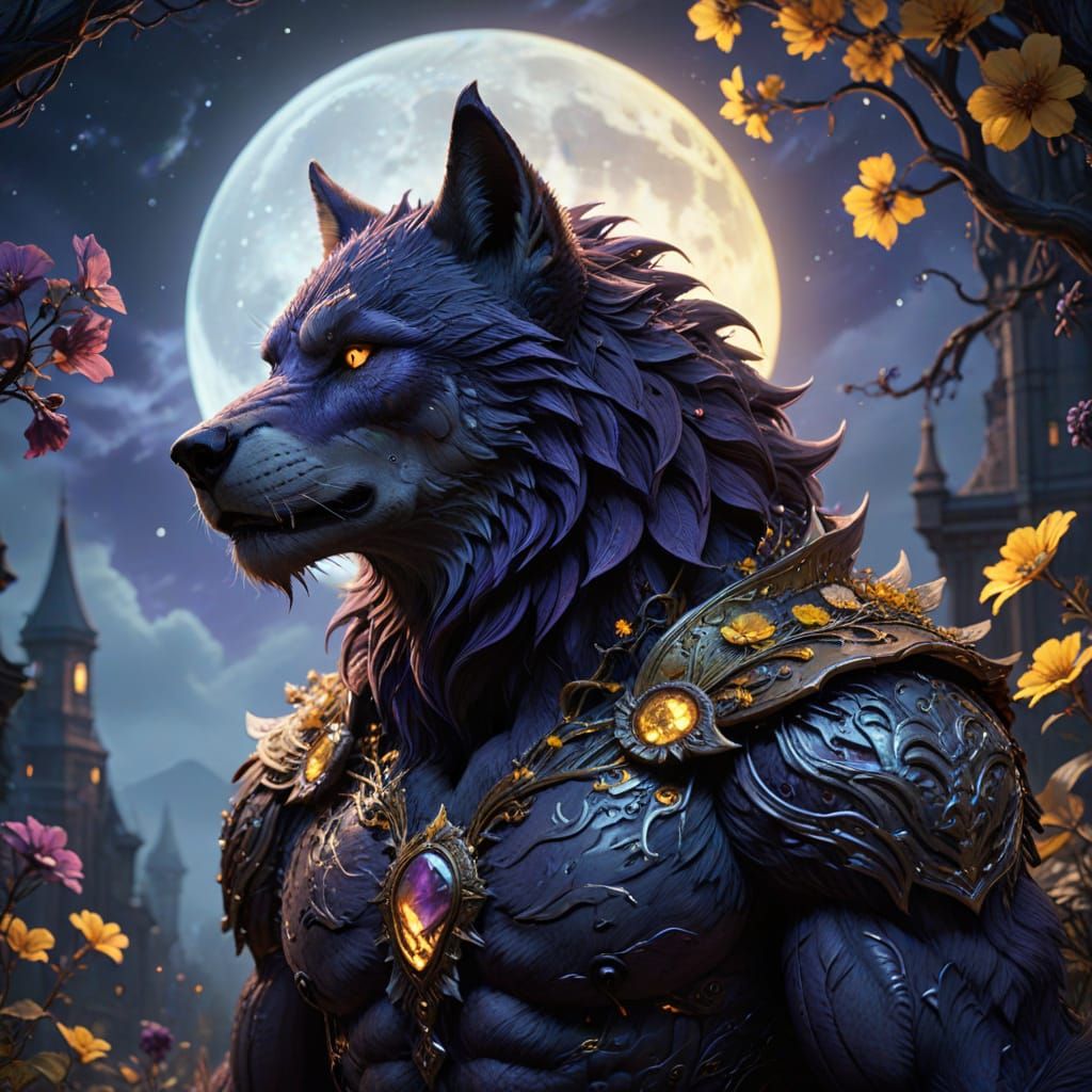 Majestic Werewolf in Art Nouveau Splendor