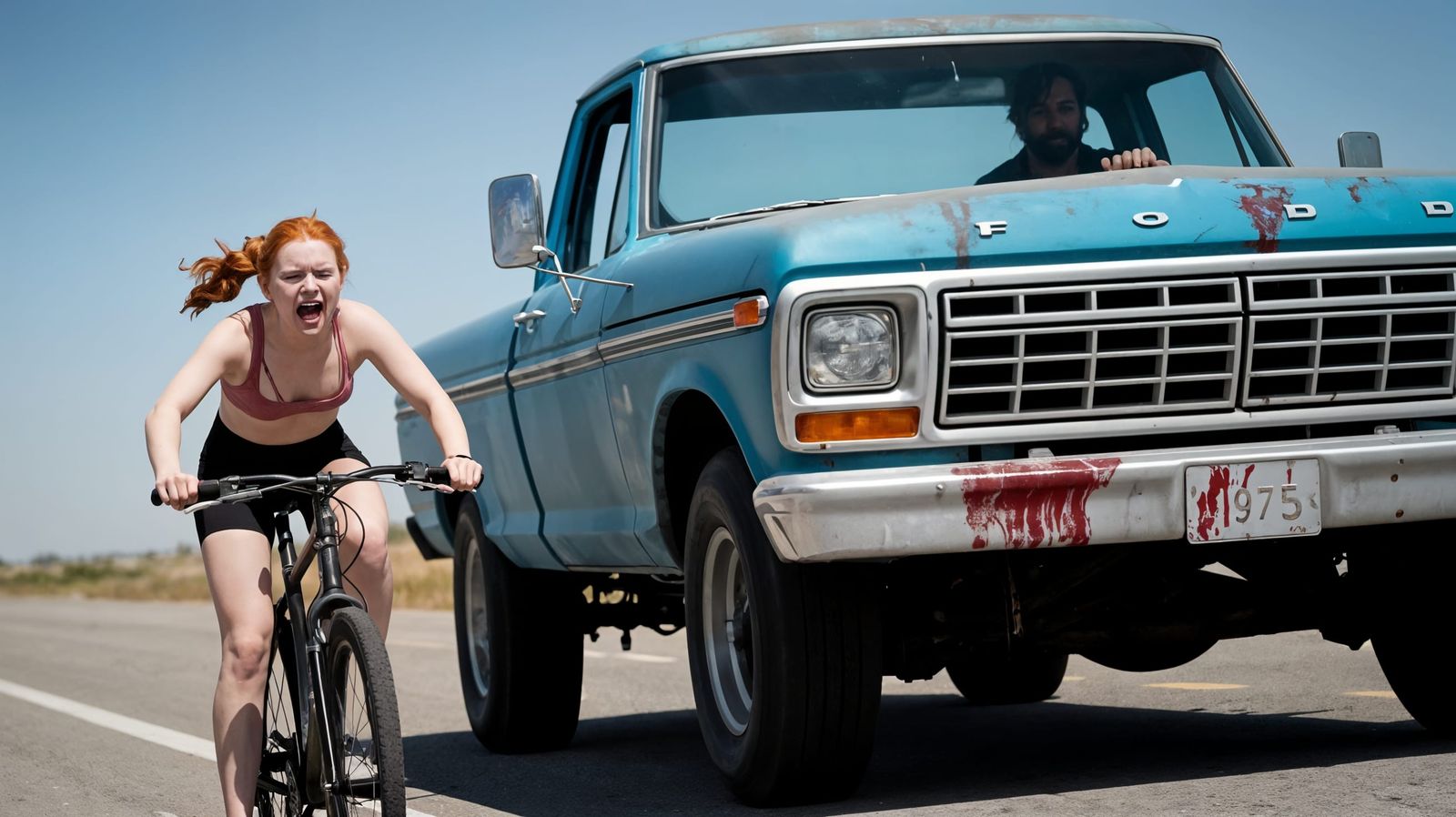 Chilling Highway Encounter in Cyberpunk Style