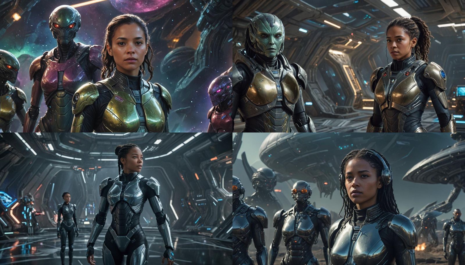 Intergalactic Arena Standoff: Human vs. Alien Leader