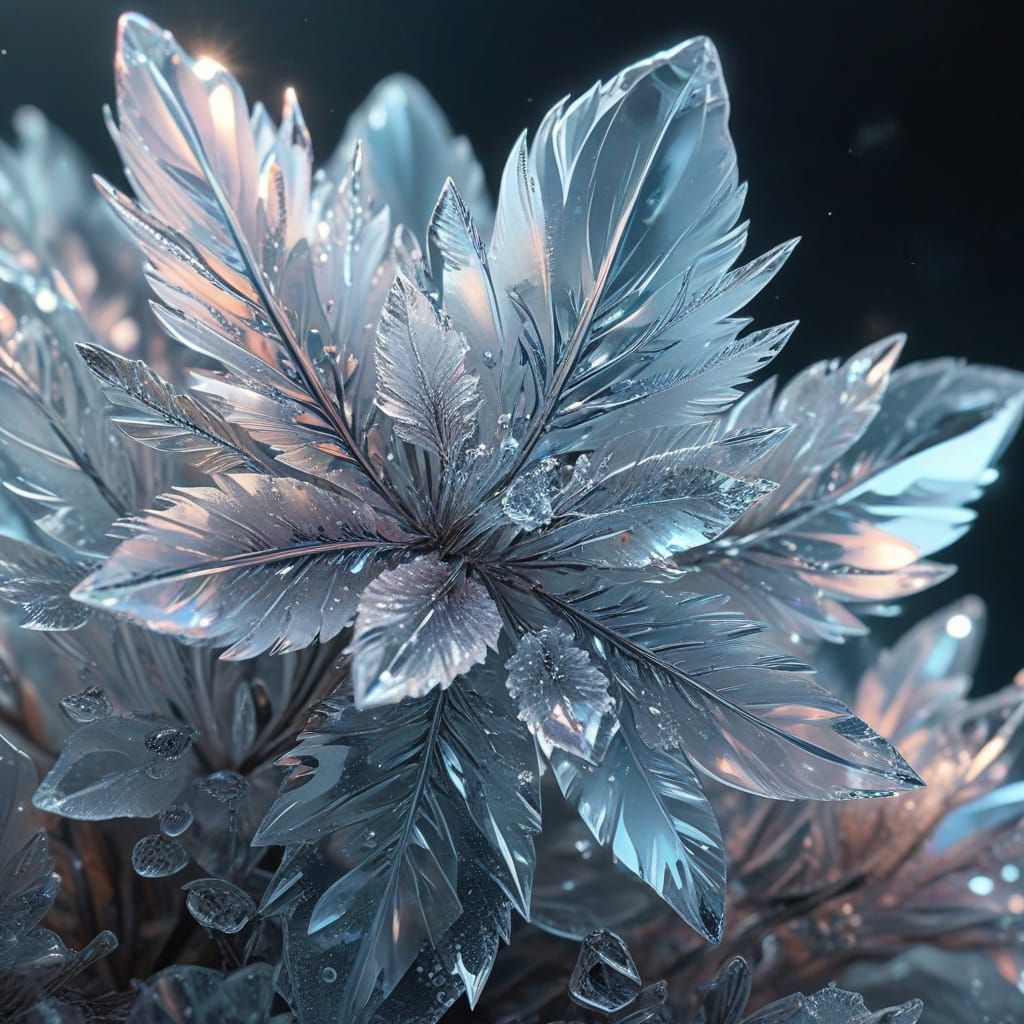 Vibrant Ice Crystal Blooms in Ethereal Glow