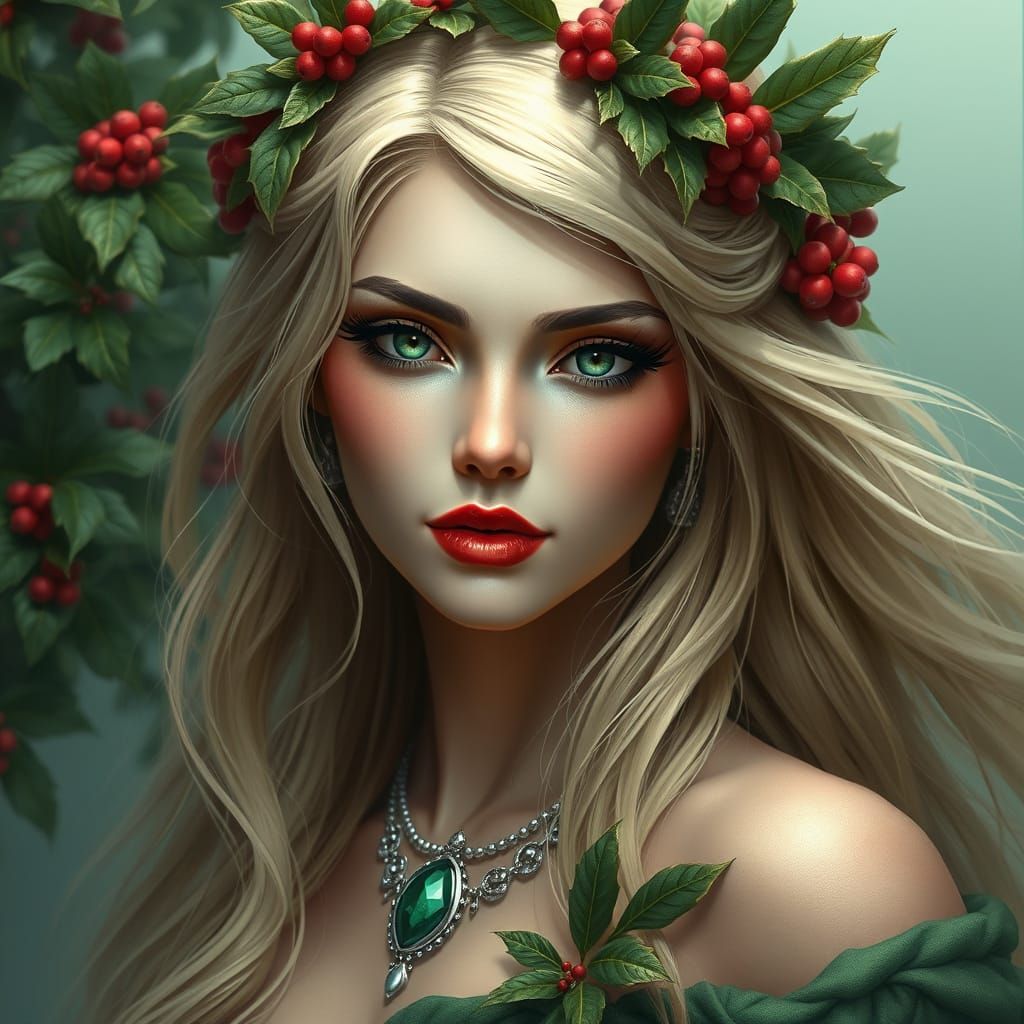 Ethereal Goddess Portrait in Whimsical Fantasy Style