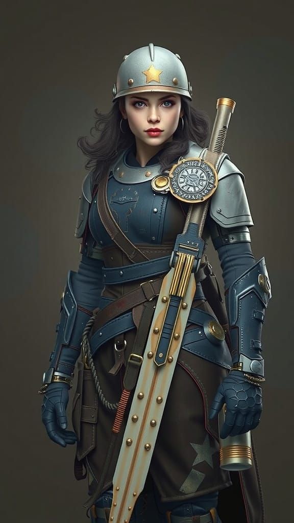 Industrial Goddess of Steel in Diesel-Punk Armor