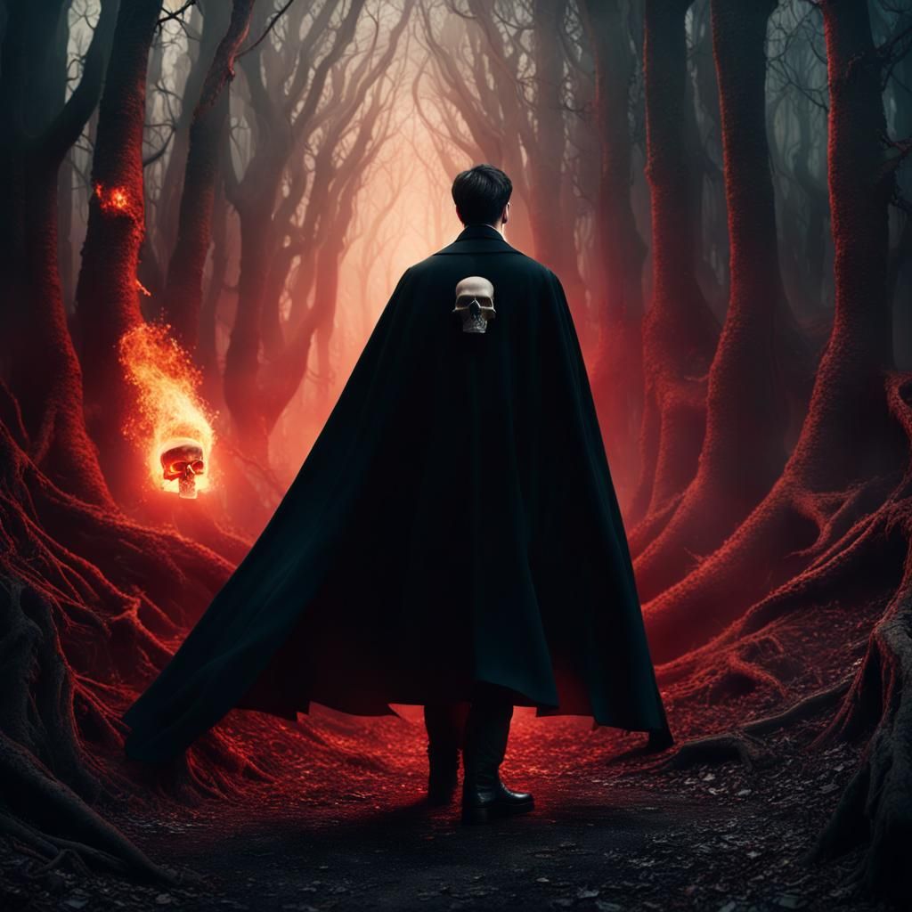 Mysterious Figure in Forbidden Forest Digital Painting