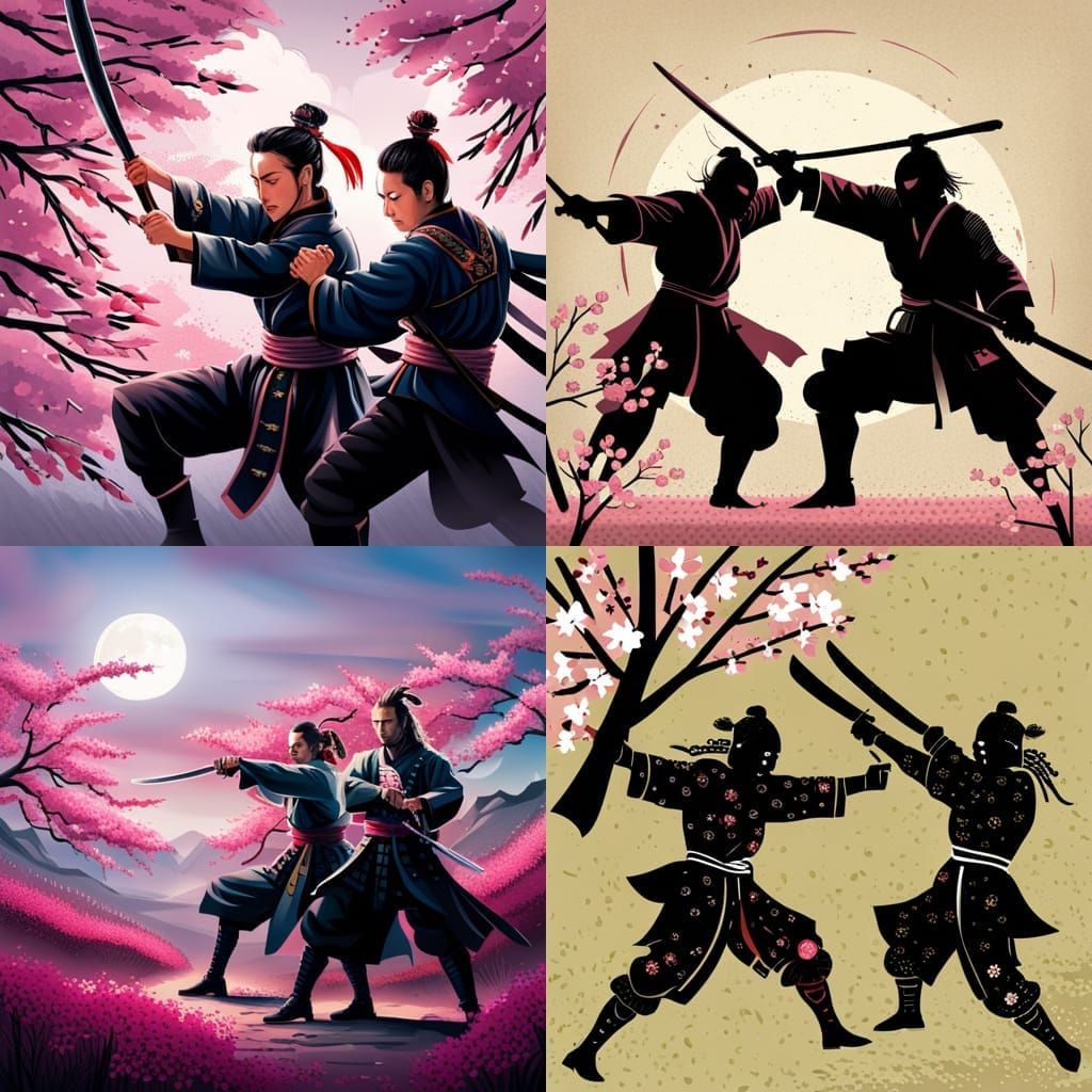 Samurai Duel to Death Under Cherry Blossoms